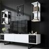 Dmora - Mobile porta TV Kaus, Credenza da soggiorno, Armadio basso per TV, Base parete attrezzata, 180x30h48 cm, Bianco e Nero