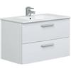 Dmora Mobile sottolavabo Dartford, Mobiletto da Bagno, Contenitore Porta lavabo, Armadio per lavandino, 80x45 h50 cm, Bianco Lucido