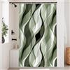 Uiiooazy Tenda Doccia Antimuffa 120x180cm Verde Oliva Righe Grigio Sfumata | Tenda Doccia Astratta Gradiente Striscia Verde Impermeabile Tessuto in Poliestere Lavabile per Vasca da Bagno con 8 Anelli