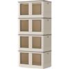 NETEL 4x 72L Impilabili Scatole Portaoggetti con Coperchio e Bloccabile Porta, Pieghevole Contenitori Plastica con Ruote e Maniglie, Grande Organizer Salvaspazio,Bianco