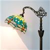 Blivuself Tiffany lampada da Terra Verde Libellula Pittura in Vetro Regolabile Lettura in Piedi