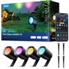 Govee Faretti da Esterno Lite, Dimmerabile 350lm Luci da Esterno, 4 pz | IP67, RGBWIC Luce da Giardino con 64 Scena e 16 Mio di Colori, Funziona con Alexa & Matter, Per il Cortile, la Strada