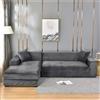 Fasksh Copridivano elasticizzato in velluto turchese, copertura angolare per divano, chaise longue lounge, antigraffio, per soggiorno (grigio scuro, taglia XL (235-300 cm)