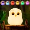 CECOMBINE Luce Gufo Notturna Bambini, 7 Colori Lampada Notturna per Bambini Silicone Luce USB Ricaricabile Luce Notturna con Sensore Tattile and Timer per Camera da Letto di Regalo di Natale