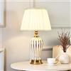 Chao Zan Lampada da tavolo moderna E27 soggiorno camera da letto lampada da comodino stile europeo semplice e caldo matrimonio ceramica lampada da tavolo decorativa (Lampadine non incluse) (Bianco)