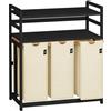 ADEL DREAM AdelDream Cesto Portabiancheria 150L, Raccoglitore di Biancheria a 3 Scomparti, 2 Ripiani, Bambù