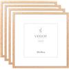 Veelot® 4x Cornice Foto in Legno Quercia 30x30cm,Passepartout 20x20cm, Cornici quadrata media per Legno di Rovere documenti e diplomi - Montaggio a parete o esposizione da tavolo