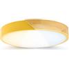 Alpinaluz Plafoniera LED da soffitto Ø 40 cm - Metallo giallo e legno naturale - 30 W con luce dimmerabile CCT (3000 K/4000 K/6000 K) - Stile nordico moderno per soggiorno, sala da pranzo o camera da