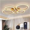 ycwdcz Plafoniera con Ventilatore da Soffitto Compatibile con Alexa, Google Assistant, Anelli Lampadario Led con Ventilatore da Soffitto, Dimmerabile, Motore DC, Ventola Soffitto con Luce
