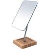 YEAKE Specchio da trucco flessibile in bambù a collo di cigno, rotazione a 360°, 20,3 cm, grande, pieghevole, portatile, con supporto, per bagno, rasatura e trucco, rettangolare