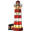 Bieye L30941 Lampada da tavolo in vetro colorato in stile Tiffany con faro dell'isola di Sambro per l'arredamento della casa (Rosso, 10 x 13 x 28 cm (L x P x H))