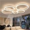 ycwdcz Lampadario Moderno Bianco con Ventilatore da Soffitto Silenzioso Cerchio Ventilatore Soffitto con Luce e Telecomando Motore DC Reversibile Modalità Estate Inverno per Soggiorno Cucina, 100cm