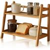 Euablfo Organizer da Cucina a 2 Ripiani, in Bambù, Imitazione Rattan, Contenitore per Tazza di Caffè, Portaspezie, Armadio, Cucina, Organizer per Tè, Porta Tazze,Soggiorno, Ufficio