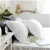 Meaning4, federe decorative bianche con ricamo in pizzo, in cotone, da 40 x 80 cm, stile lussuoso ed elegante, 2 pezzi