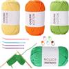 RANJIMA Filato all'uncinetto per principianti, 4 pezzi di filo semplice, senza filo diviso, filato a maglie ben visibili, per uncinetto con accessori all'uncinetto, filato in nylon di cotone per