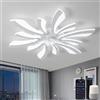 YUNLONG Smart Lampadario con Ventilatore da Soffitto, WiFi Plafoniera con Ventilatore Compatibile con Alexa Google Home, Lampada con Ventola Techo per Camera da letto, Cucina, Bianco