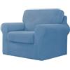 Generic Copripoltrona 3 Pezzi Copridivano Elasticizzato con Schienali E Cuscini Separati Copridivano con Fondo Elastico per Soggiorno - Blu A-Small