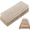 YNNHUDEEP Tappetini autoadesivi per Scale, Antiscivolo, 15 Pezzi, Morbidi tappetini per gradini, Possono Essere Tagliati, riutilizzabili, Extra Grip per Animali Domestici, Bambini e Anziani, Beige