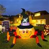 Kalolary Ragno gonfiabile a forma di zucca con cappello da strega, lunghezza 1,8 m, decorazione per feste di Halloween, interni, esterni, cortile, giardino, prato