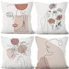 Uiiooazy Federe Cuscini Rosa Antico, Uiiooazy Divano Fodera per Cuscino Astratta Donna Facciale Minimalista Decorativa Velluto Copricuscini per Giardino Soggiorno Camera da Letto Auto Maison, Set di 4, 45x45cm