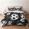 Generic Copripiumino Singolo Calcio 155 x 200 cm 3D Set Copripiumino Sport e Attività All'aria Aperta Morbida Microfibra Biancheria da Letto 3 Pezzi Parure Copripiumone con 2 Federe a_776