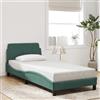 Iiaky Letto Singolo 90x190 Letto Imbottita in Velluto Rete Letto a Piattaforma Imbottito con Testiera,Supporto per Doghe in Legno-Verde scuro-90 x 190 cm