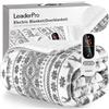 LeaderPro Coperta Elettrica Matrimoniale 180x160cm - 6 Temperature,Morbidezza Extra, Spegnimento Auto 1-9 Ore, Basso Consumo, Riscaldamento Rapido, Lavabile per Letto e Divano,Gris