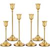 Gemejutor Portacandele Oro Set da 6, Portacandele Vintage in Metallo a Tre Altezze Diverse, Adatti per Candele con Ø 2,2 cm, Eleganti Portacandele Decorativi per Casa e Occasioni Speciali