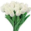GIUSOBG Tulipani Artificiali 15 Pcs Fiori Artificiali Finti 34cm Tulipani in lattice Fiori Finti di Realistici Bouquet di Fiori finti per Casa per Matrimoni,Giardino (Bianco)