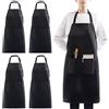atopo 4 Pezzi Grembiuli da Cucina Impermeabile con 2 Tasche per Uomo e Donna Nero