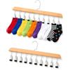 WOKICOR 2 Pezzi Appendiabiti in Legno con Pinze, Portacravatte da Armadio Grucce Salvaspazio con 20 Pinze, Porta Calze, Biancheria, Sciarpe, Cappelli e Accessori