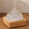 Lecdura Diffusore di oli essenziali in vetro con serbatoio in vetro e base in legno, senza plastica, 200 ml, timer di blocco colore, spegnimento automatico, 7 colori, diffusore a cupola in vetro, per