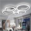ycwdcz Lampadario Moderno Nero con Ventilatore da Soffitto Silenzioso Cerchio Ventilatore Soffitto con Luce e Telecomando Motore DC Reversibile Modalità Estate Inverno per Soggiorno Cucina, 100cm