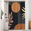 Uiiooazy Tenda Doccia Antimuffa 120x180cm Nero Grigio Boho Chic Arancione | Tenda da Doccia Sole Terracotta Foglie Rosa Impermeabile Tessuto in Poliestere Lavabile per Vasca da Bagno con 8 Anelli