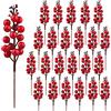 Fangoo 24 Pezzi Decorazione bacche rosse,Artificiale bacca rossa bordeaux raccoglie agrifoglio bacche rosse rami bacche di Natale steli per albero di natale stagione delle inverno