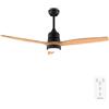 Cecotec Ventilatore da Soffitto con Luce e Telecomando 52 EnergySilence Aero 5230 Black&LightWood, Motore DC 40W, 3 Pale, LED, Altezza Regolabile, Timer, 6 Velocità, Modalità Winter/Summer