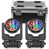Yespick 2 PCS 7X40W Testa Mobile con 1 Flight Case LED RGBW 7 LEDs Luce da Palco con DMX512,Modalità Master/Slave,Effetti Wash,Fascio,Vortice,Caleidoscopio,Messa a Fuoco Elettronica,per Bar,Concerti,Festival