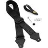 TIGER UAC4-BK-PACK - Cinghia per ukulele include cinturino, cravatta per testa, bottone/perno terminale e 3 plettri in feltro, adatto per soprano, concerto, tenore e baritono, colore: nero