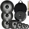 ULUOBO Confezione di piatti a basso volume, piatti silenziosi, set di piatti silenziosi per la pratica del batterista, 6/8/10''Spalsh+14''Hihat+16Crash+18''Crash+18''China+20Ride, 9 pezzi, nero