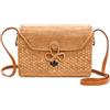 Novum Crafts, Borsa rotonda da donna in rattan, realizzata a mano, in vimini, rotonda, quadrata, ovale, in paglia marrone, 8 5/8" x 3 1/4" (21,9 cm x 8,2 cm)
