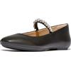 Fitflop Delicato Ballerine da Donna in Pelle con Perle e Cristalli, Nero, 38, Nero, 38.5 EU