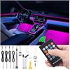 QAUBEN Kit di illuminazione ambientale auto 8 colori musica multicolore fibra ottica RF telecomando auto fai da te illuminazione dell'atmosfera decorativa DC 12V 1W 4m