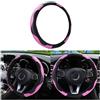 CGEAMDY Coprivolante Auto Universale, 37-38 cm Pelle Microfibra, Rosa | Antiscivolo Traspirante, Cuciture Decorative, Presa Confortevole, per Tutte le Stagioni, Accessori Interni Auto