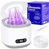Estefanlo Pulitore ad ultrasuoni, 45 kHz, con timer automatico digitale a LED, 200 ml, con 3 modalità di pulizia per protesi, allineatori, paradenti, guardia notturna