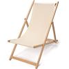 La cordeline Sedia a sdraio in faggio naturale pieghevole, tela di cotone beige