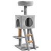 Wintem - Tiragraffi per Gatti 92 cm con Cuccia Chiusa e Piattaforme Multilivello, Colonna in Sisal Naturale e Scala Integrata, Ideale per Gioco Quotidiano e Relax, Struttura Compatta (Grigio)