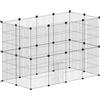 PawHut Recinto esterno per animali con porta in rete 120x60x80cm Nero | Gabbia per piccoli animali, piatto 40x30cm, recinto per cavie, per criceti, conigli.