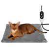 NICREW Tappetino Riscaldante Gatti Cani Temperatura Regolabile, 70 x 40 cm, Grigio | 6 Livelli di Temperatura, Timer Regolabile, Copertura in Pile Morbido, Piccoli Animali fino a 7 kg, 55W Max, Interno