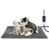 NICREW Tappetino Riscaldante Gatti Cani Temperatura Regolabile, 70 x 40 cm, Grigio | 6 Livelli di Temperatura, Timer Regolabile, Cavo Anti-Morso, Animali Medi fino a 14 kg, 75W Max, Interno