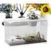 Generic Acquario per pesci - Grande acquario in vetro da 40 cm, area di riposo per tartarughe, facile da installare, display decorativo per di circolazione 'acqua, design adatto alle piante